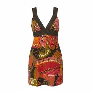 Trina Turk Bold Butterfly Pink and Orange Patterned Dress
